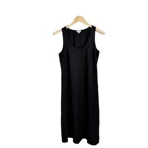 J Crew Womens Scoopneck Sleeveless Midi Dress Black Stretch Vacay Minimalist 6